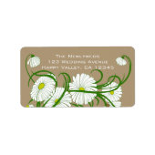 -witte bruine Daisy Flowers Wedding Set Etiket (Voorkant)