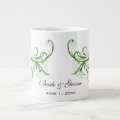 -witte bruine Daisy Flowers Wedding Set Grote Koffiekop (Voorkant)