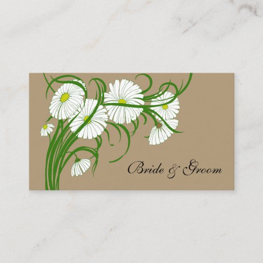 -witte bruine Daisy Flowers Wedding Set Informatiekaartje (Voorkant)