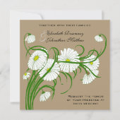 -witte bruine Daisy Flowers Wedding Set Kaart (Voorkant)