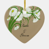 -witte bruine Daisy Flowers Wedding Set Keramisch Ornament (Voorkant)