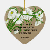 -witte bruine Daisy Flowers Wedding Set Keramisch Ornament (Achterkant)