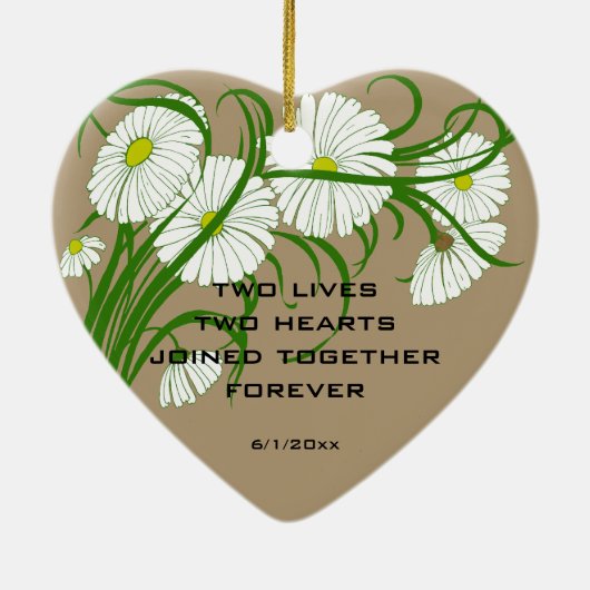 -witte bruine Daisy Flowers Wedding Set Keramisch Ornament (Achterkant)