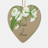 -witte bruine Daisy Flowers Wedding Set Keramisch Ornament (Links)