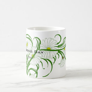 -witte bruine Daisy Flowers Wedding Set Koffiemok