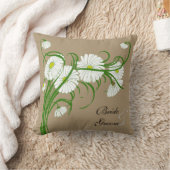 -witte bruine Daisy Flowers Wedding Set Kussen (Deken)