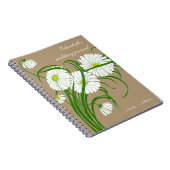 -witte bruine Daisy Flowers Wedding Set Notitieboek (Rechterzijde)