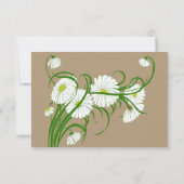-witte bruine Daisy Flowers Wedding Set RSVP Kaartje (Achterkant)