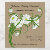 -witte bruine Daisy Flowers Wedding Set Wijn Etiket (Enkel label)