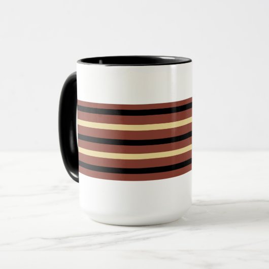 Witte, bruine en zwarte gestreepte koffie Mok Cup (Voorkant links)