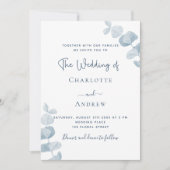 Witte bruine eucalyptusbruiloft kaart (Voorkant)