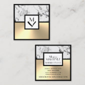 witte bruine marmer en goudplein visitekaartje (Voorkant / Achterkant)