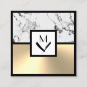 witte bruine marmer en goudplein visitekaartje (Voorkant)