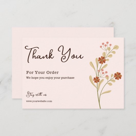 Witte Bruine Moderne Dank U Voor Uw Bestelkaart Bedankkaart (Voorkant / Achterkant)