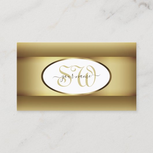 Witte bruine Ombre Initialen Donkerbruine Lijst Visitekaartje (Voorkant)