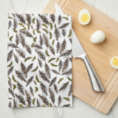 Witte Bruine Pinecones Pine Leaves Keukendoek Theedoek (Quarter Fold)