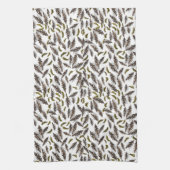 Witte Bruine Pinecones Pine Leaves Keukendoek Theedoek (Verticaal)