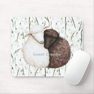 Witte Bruine Schapen Bloemen Muismat