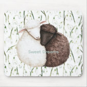 Witte Bruine Schapen Bloemen Muismat (Voorkant)