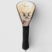 Witte bruine uil monogram golfheadcover (Voorkant)