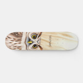 Witte bruine uil monogram persoonlijk skateboard (Horizontaal)
