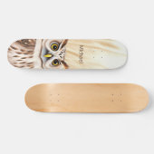 Witte bruine uil monogram persoonlijk skateboard (Horizontaal)