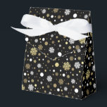 Witte bruinrode snuitvlokken pokadots op zwart bedankdoosjes<br><div class="desc">Het hedendaagse witte en goudachtige sneeuwvlokken en het poka-puntenpatroon op een zwarte achtergrond. Moderne,  maar eenvoudige,  duidelijke ontwerpen om die leuke verjaardag,  verrassing of kerstcadeautjes mee te nemen. Verkrijgbaar op producten zoals verpakkings- en tissuepapier,  geschenkdozen,  labels voor cadeaubonen,  zakken en voordozen,  stickers en linten</div>