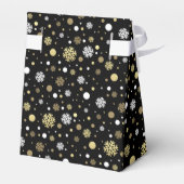 Witte bruinrode snuitvlokken pokadots op zwart bedankdoosjes (Achterkant)