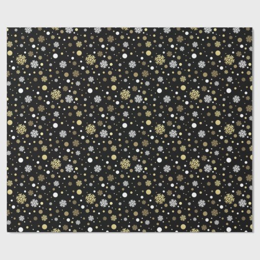 Witte bruinrode snuitvlokken pokadots op zwart cadeaupapier (Vlak)