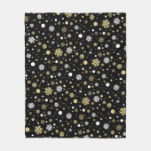 Witte bruinrode snuitvlokken pokadots op zwart fleece deken (Voorkant)