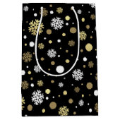 Witte bruinrode snuitvlokken pokadots op zwart medium cadeauzakje (Voorkant)