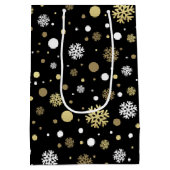 Witte bruinrode snuitvlokken pokadots op zwart medium cadeauzakje (Achterkant)