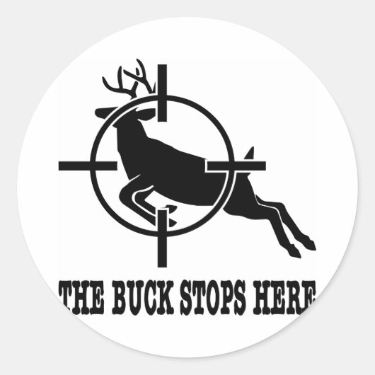 Witte Buck Stopt hier in dieper bereik Ronde Sticker (Voorkant)