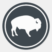 Witte Buffalo buiten Ronde Sticker (Voorkant)