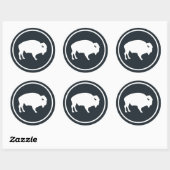 Witte Buffalo buiten Ronde Sticker (Vel)