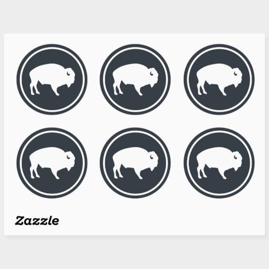 Witte Buffalo buiten Ronde Sticker (Vel)