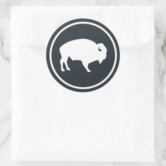 Witte Buffalo buiten Ronde Sticker (Tas)