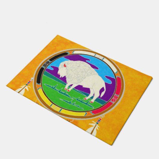 Witte Buffalo Native American Deat Deurmat (Schuin)