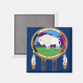 Witte Buffalo Native Amerikaanse Vierkante Magneet (Voorkant / Achterkant)
