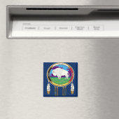 Witte Buffalo Native Amerikaanse Vierkante Magneet (Insitu (Vaatwasser))