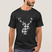 Witte Buffalo Plaid Herten Rendier Hoofd Kerstmis  T-shirt (Voorkant)