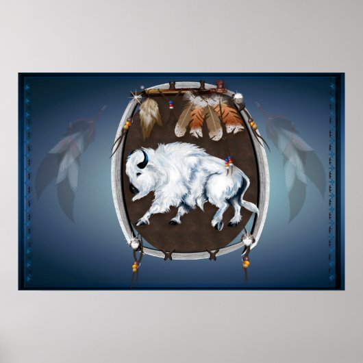 Witte Buffalo Schildblauwe Posters (Voorkant)