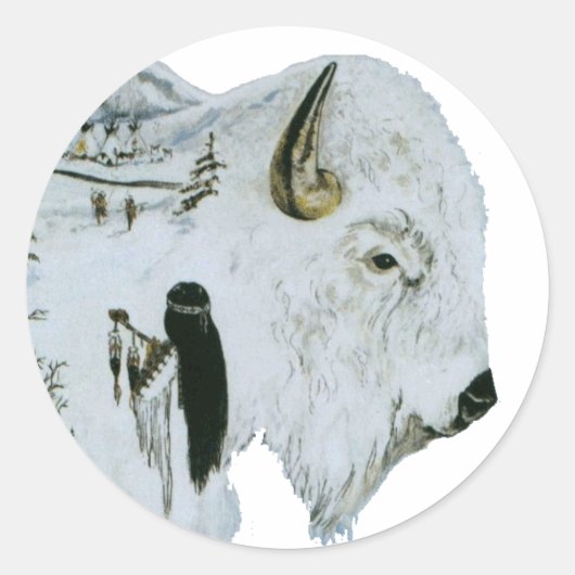 Witte Buffalo Vrouw Stickers (Voorkant)