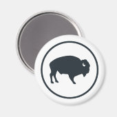 Witte Buffel buitenshuis ronde magneet (Voorkant / Achterkant)