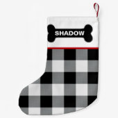 Witte Buffel Check Dog Bone Rustieke Aangepaste Na Kleine Kerstsok (Achterkant)