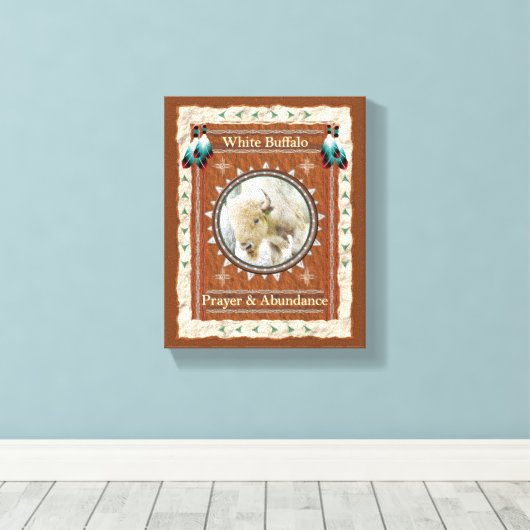 Witte Buffel - Gebed & Overvloed Canvas Print (Insitu (Houten vloer))