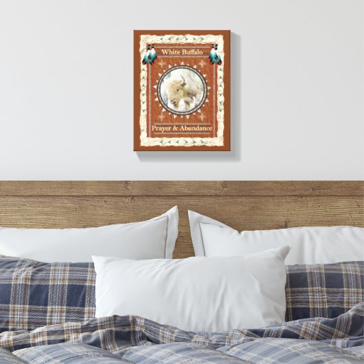 Witte Buffel - Gebed & Overvloed Canvas Print (Insitu (Slaapkamer))