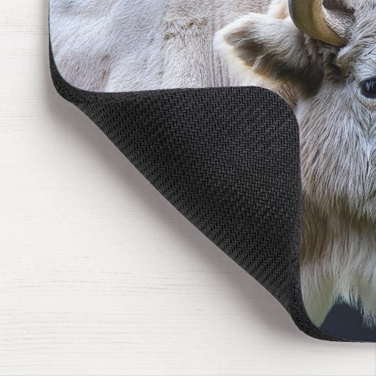 Witte buffel met Amerikaanse vlag en bliksem Muismat (Hoek)