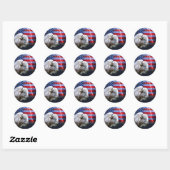 Witte buffel met Amerikaanse vlag en bliksem Ronde Sticker (Vel)