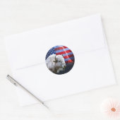 Witte buffel met Amerikaanse vlag en bliksem Ronde Sticker (Envelop)